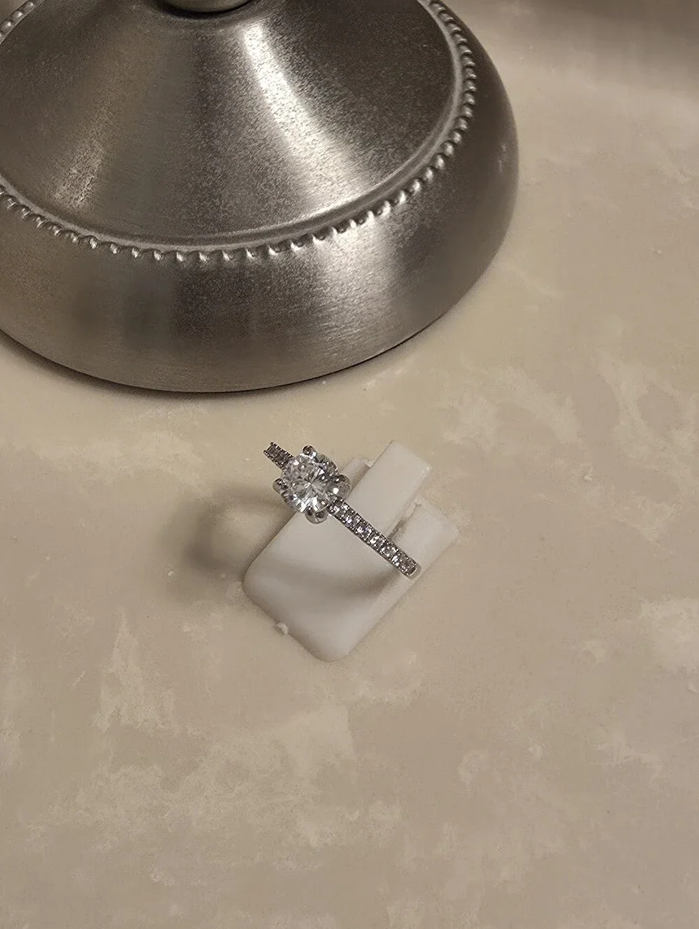 Silver CZ Solitaire Ring Size 8